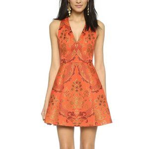 ALICE + OLIVIA Mollie Deep V Jacquard Dress